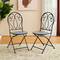 Glitzhome® 36.5" Green Outdoor Metal Folding Bistro Chairs with Ceramic Tiles Seat, 2ct.